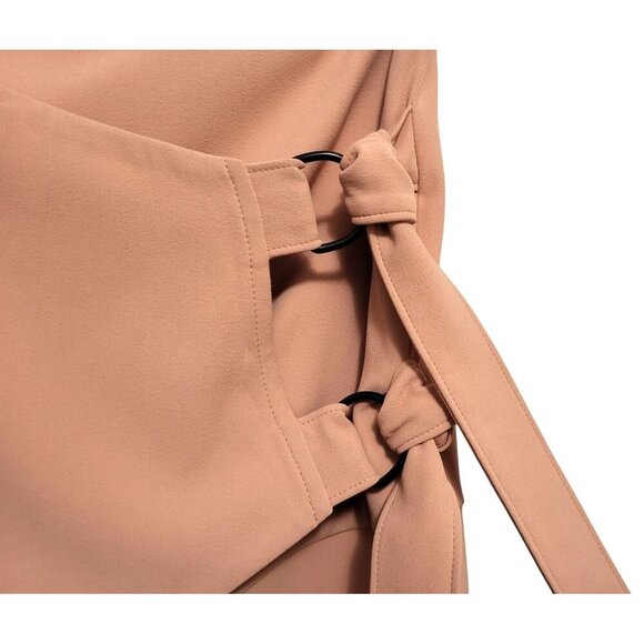 Cedric Charlier Asymmetrical Wrap Midi Skirt Peach Beige Designer Italy - Picture 5 of 15